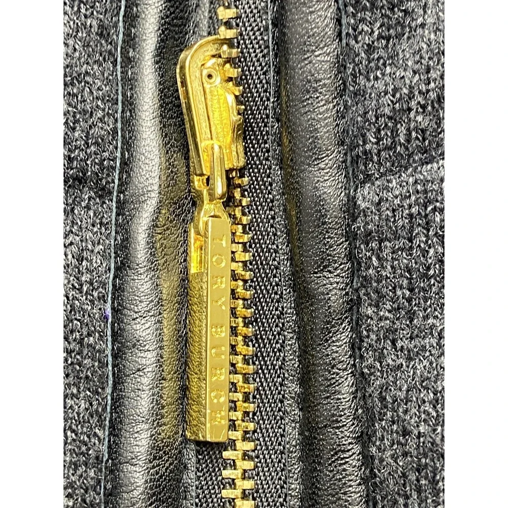 Tory Burch Vest Womens XS Gray Wool Cashmere Quilted Puffer Zip